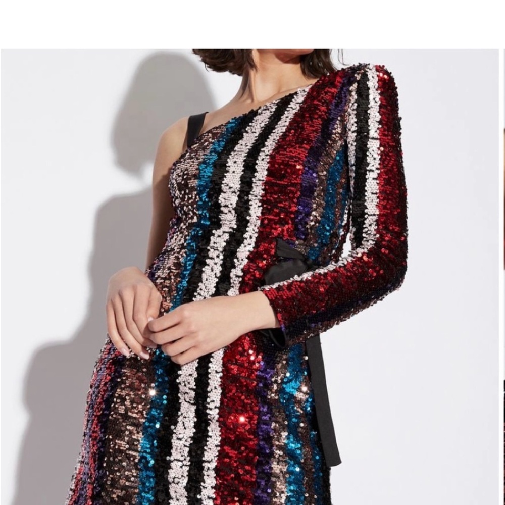 Armani Exchange Sequin One-Shoulder Dress - Multicolor
